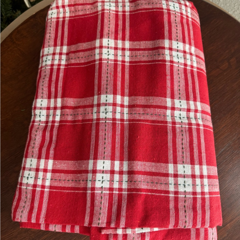 Vintage Red Plaid Tablecloth